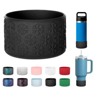 Imagem de Bluwing Bota de silicone para Stanley Cup 20/30/1,134 g, protetor inferior para Stanley IceFlow 20/850.5 g e Hydroflask 340.2-680.4 g, fundo de garrafa antiderrapante (preto)