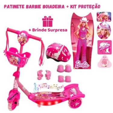 Imagem de Patinete Barbie Rosa com Kit Proteção + Surpresa +Envio para todo Bras