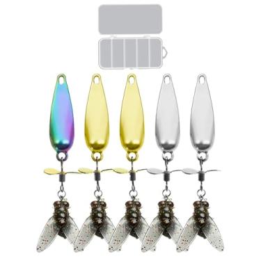 Imagem de Iscas Artificiais - Isca De Natação Com Hélice De Metal,5 Unidades De Iscas Artificiais Realistas Com Vibração Para Bagre Salmão Robalo Truta Lúcio Perca Em Lago Rio Riacho Pântano