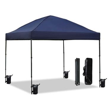 Imagem de Barraca de dossel pop-up de 25,5 x 25,4 cm com sacos de areia instantânea para acampamento e festas na praia no quintal (azul marinho)
