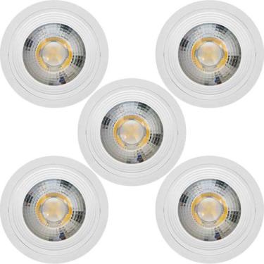 Imagem de KIT 5 SPOT LED REDONDO FIXO SOBREPOR 5W BRANCO FRIO 6500k BRANCO CTB