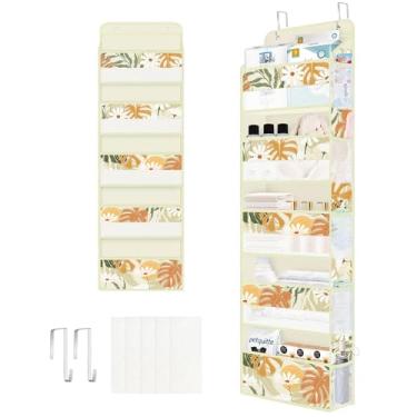 Imagem de Clastyle Organizador com folhas sobre a porta, organizador de armazenamento para berçário, para mulheres, meninas, roupas, fraldas, brinquedos, armário, porta, prateleira, armazenamento para quarto