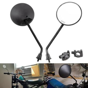 Imagem de Espelho retrovisor universal redondo para motocicleta, scooter, quadriciclo, UTV, E-Bike (preto, espelho de 9 cm)