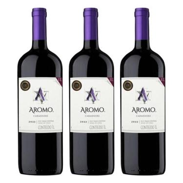 Imagem de Kit 3 Vinho Tinto Carmenere Chileno Aromo 1L