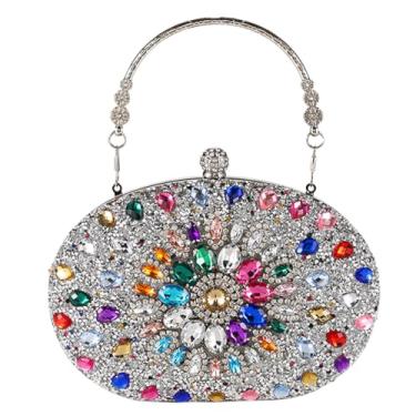 Imagem de HeiDmai Bolsas clutch noturnas para mulheres, bolsa de ombro com strass, bolsas de mão luxuosas, Círculo-prata-1