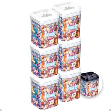 Imagem de Kit Com 6 Potes Herméticos De Acrílico Para Mantimentos Tampa Com Trava 1700Ml (Branco)
