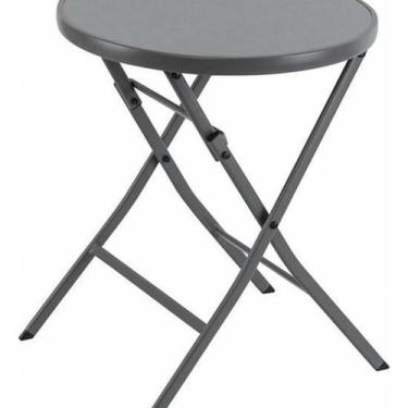 Imagem de Mesa Dobrável Redonda Jardim Varanda 72X60X60Cm Em Aço Cinza - Nateria