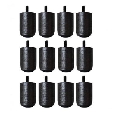 Imagem de Kit 12 Pés Para Cama Box Ou Baú Queen Ou King Size P63 Preto Madeira Maciça