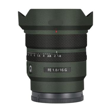 Imagem de Adesivo de lente de câmera antiarranhões para Sony FE 16 mm F1.8 G Capa protetora de película protetora 16 F 1,8 (couro verde)