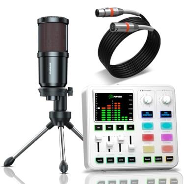Imagem de P PUPGSIS Conjunto De Equipamentos Para Podcast, Mesa Som Com Microfone Dinâmico Xlr, Pré-Amplificador Profissional, Bluetooth 5.3, Gamer Gravação, Transmissão Ao Vivo, Vocais Em Vídeo, Telefone, Dj