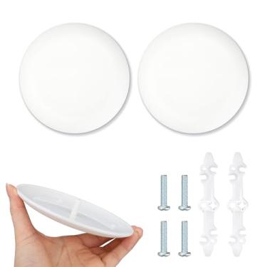 Imagem de 2 peças de placa de cobertura de teto CP3540, capa de caixa elétrica redonda de plástico para furos de 3 1/5.1 cm a 10.2 cm detector de fumaça corretivo de orifício de luminária (branco)