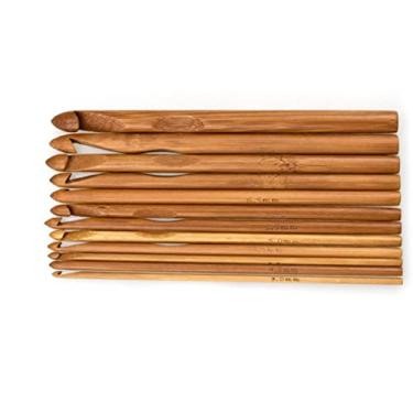 Imagem de AYNEFY Ferramentas de tricô Suprimentos de crochê Confortável Agulhas de tricô Definido Gancho Redondo de Bambu Redondo para Obter Fino Tecelagem de Tecelagem de de
