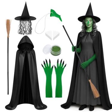 Imagem de Shupakul Fantasia de bruxa antiga de Halloween, fantasia de bruxa para adultos, conjunto de fantasias de bruxa de Halloween
