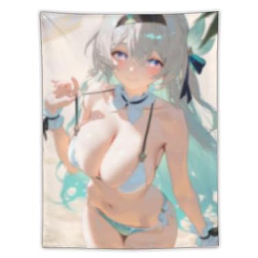 Imagem de LIEGBMEU Sexy Bikini Hot Anime Girl Tapeçaria 152.4 cm x 203.2 cm Interior Exterior Wall Quilt Art Decoração de Tapeçaria Caprichosa, AF075