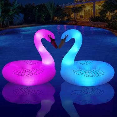 Imagem de Cisne inflável movido a energia solar Pool Floats FlyfreeU com luzes