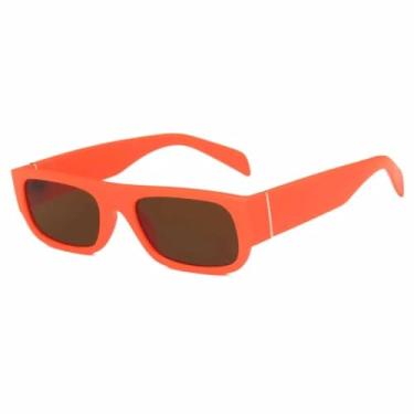 Imagem de Óculos de sol femininos, armação grande, vintage, retangular, óculos de sol para esportes ao ar livre, óculos punk (laranja, marrom)