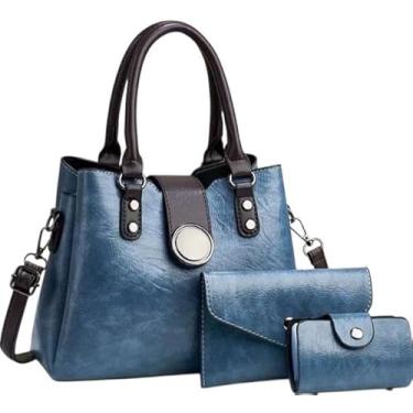 Imagem de Bolsa Feminina My Ek 3 Peças - Linha Elegance (Azul)