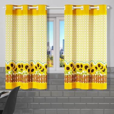 Imagem de Cortina De Cozinha Estampada 2,00M X 1,30M Girassol - Enxoval Vip
