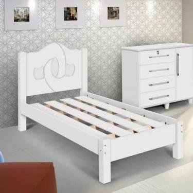 Imagem de Cama Solteiro Siena 100% Mdf Com Sarrafo Em Madeira Carmolar Branco - 