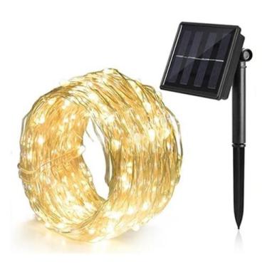 Imagem de Pisca Pisca Natal Amarela Cordão 200 Led Fio Fada 22m Externo Solar En