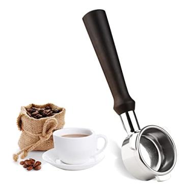 Imagem de Eacam Portafilter de 54 Mm, Substituição para 8 Máquinas de café da Série, Portafilter Sem Fundo Portafilter de Madeira Alça de Copo de Copo de Filtro Cesta (Material preto de pau -rosa)