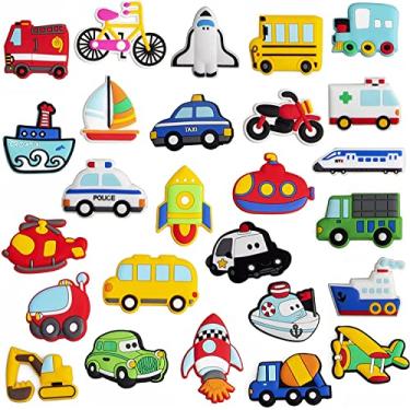 Imagem de WISESTAR 26 Unidades Transportam Ímãs De Geladeira De Borracha Para Crianças - Aeronaves, Barcos, Veículos, Carros Ímãs De Geladeira Para Quadro Branco - Ferramenta De Brinquedo Educacional Prêmio Esc