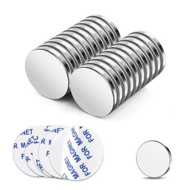 Imagem de Ímãs de neodímio TRYMAG 20x3mm com suporte adesivo (pacote com 20)