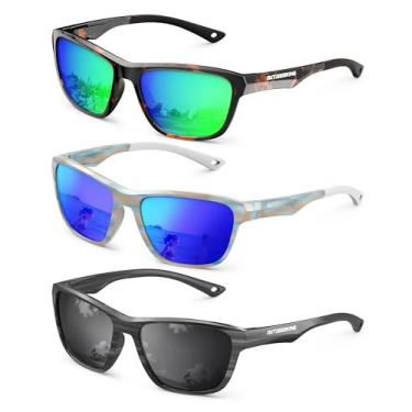 Imagem de KALIYADI Óculos de sol polarizados masculinos e femininos: armação leve para dirigir pesca proteção UV400, A08-tartaruga/verde + listra/azul escuro + listra/cinza, Medium