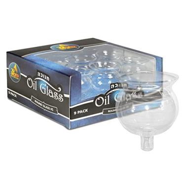 Imagem de Ner Mitzvah Copos de óleo de vidro Hanukkah Menorah – Suportes elegantes para óleo para Shabbos e Chanukah – Qualidade durável, longa duração – (pacote com 9)