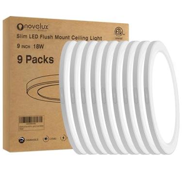 Imagem de NOVELUX Luminária de teto de montagem embutida - Certificação ETL - LED branco de luz diurna de 22 cm regulável de 5000 K, design redondo ultrafino de 0,63 polegadas para quarto, banheiro, cozinha