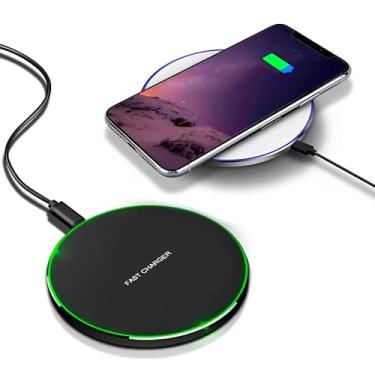 Imagem de Carregador Rápido sem fio compatível com iPhone 16 15 14 13 12 11 Pro Max/Mini/Plus/XR/X/8, Max Fast Wireless Pad Mat para Samsung Galaxy S23/S22/S21/S20/S10, Galaxy Buds e Fones