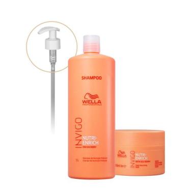 Imagem de Kit Wella Professionals Nutri-Enrich Shampoo Máscara 150 Válvula Pump 