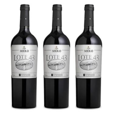Imagem de Kit 03 Unidades Vinho Tinto Seco Miolo Lote 43 D.o. Merlot Cabernet Ga
