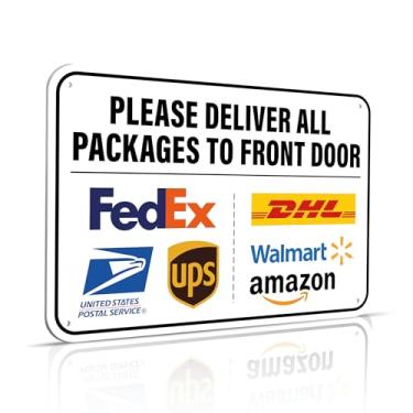 Imagem de Entregue todos os pacotes na placa da porta da frente, instruções de entrega de 29 x 20 cm para pedidos de meus pacotes da Amazon, UPS, FedEx, USPS, UPS