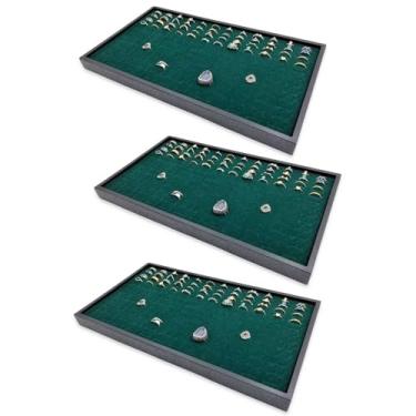 Imagem de Bandeja de exibição de anel de inserção de espuma 144 (bandeja preta, espuma verde) - pacote com 3 (35,5 cm x 2,5 cm x 2,5 cm) – Exibição de joias/organizador/bandeja multiuso