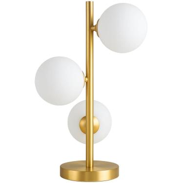 Imagem de Luminária Mesa Abajur 44Cm 3 Globos Vidro 10Cm Jabuticaba