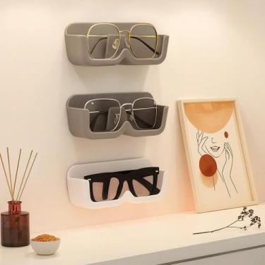 Imagem de Porta Óculos Parede Adesivo Kit 3 Organizador Sem Furo - MRS, Branco