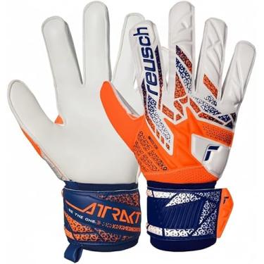 Imagem de Reusch Attrakt Luvas de goleiro sólidas, laranja chocante/azul energizado, tamanho 10