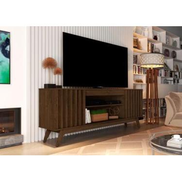 Imagem de Rack Retrô TV Até 72 Polegadas Pés De Madeira 2 Portas 2 Nichos Malibu