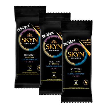 Imagem de Kit 3 Preservativo Blowtex Skyn Selection 6 Unidades