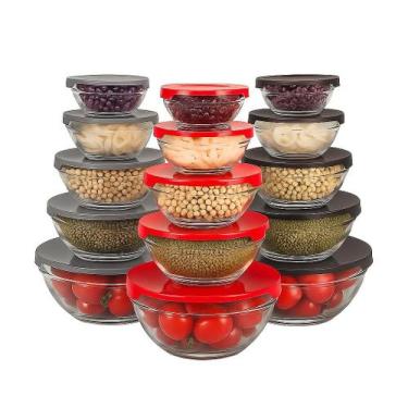 Imagem de Conjunto 5 Potes De Vidro Com Tampa Sortido - Thika