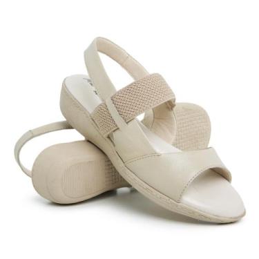 Imagem de Sandália Anabela Feminina Anatômica Confortável Salto Baixo 188 Marfim