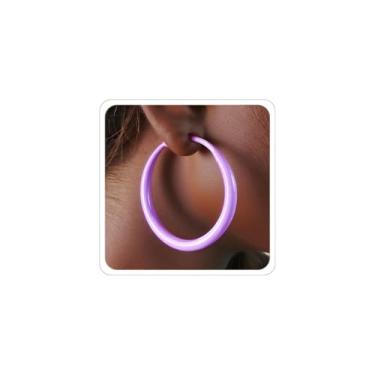 Imagem de Brincos de argola femininos modernos dos anos 80 e 90 brincos de neon brilhantes de Natal para filha mãe acessórios bijuterias de fantasia, 1.57, Metal, Sem pedra preciosa