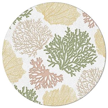 Imagem de Tapete redondo 1,8 m náutico oceano costeiro coral tapetes internos macios à prova de manchas tapetes circulares para sala de estar, sala de jantar, cozinha, quarto, entrada, sofá, tapete de praia