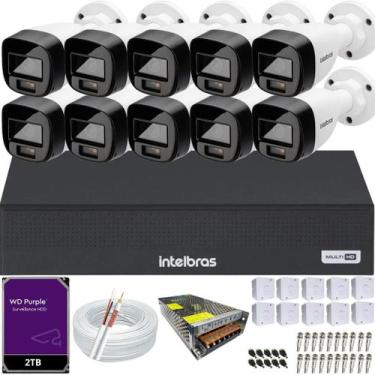 Imagem de Kit 10 Câmeras Intelbras 1120b Full Color Dvr 16 Canais Hd 2TB Colorid