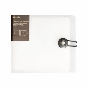 Imagem de kixcvdm Capa de CD, suporte de CD/DVD com capacidade para 12 unidades, plástico rígido, armazenamento de DVD, capa protetora para CD/DVD para carro, casa, escritório, viagens (branco translúcido)