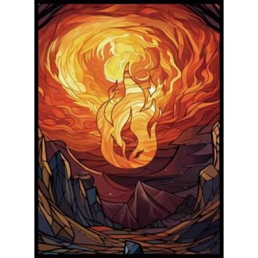 Imagem de UAONO Printing Card Sleeves 100pcs, Standard Card Sleeves for MTG Matte Art Texture, Upgraded Tear-Resistant Protect Your Trading Collectible Cards(Red Flame)