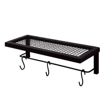 Imagem de Prateleira Industrial Preta 40Cm Com 3 Ganchos - Lyra