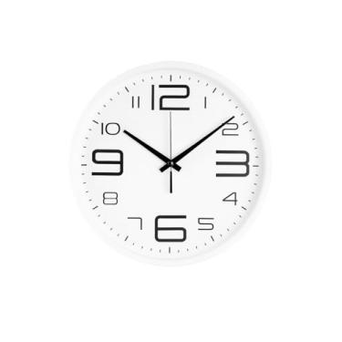 Imagem de Relógio de Parede Analógico, 25 cm, Redondo, Branco, Design Moderno