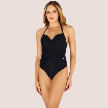 Imagem de Maiô Fio Dental Liso Moda Praia Verão Banho De Mar, Preto, 42